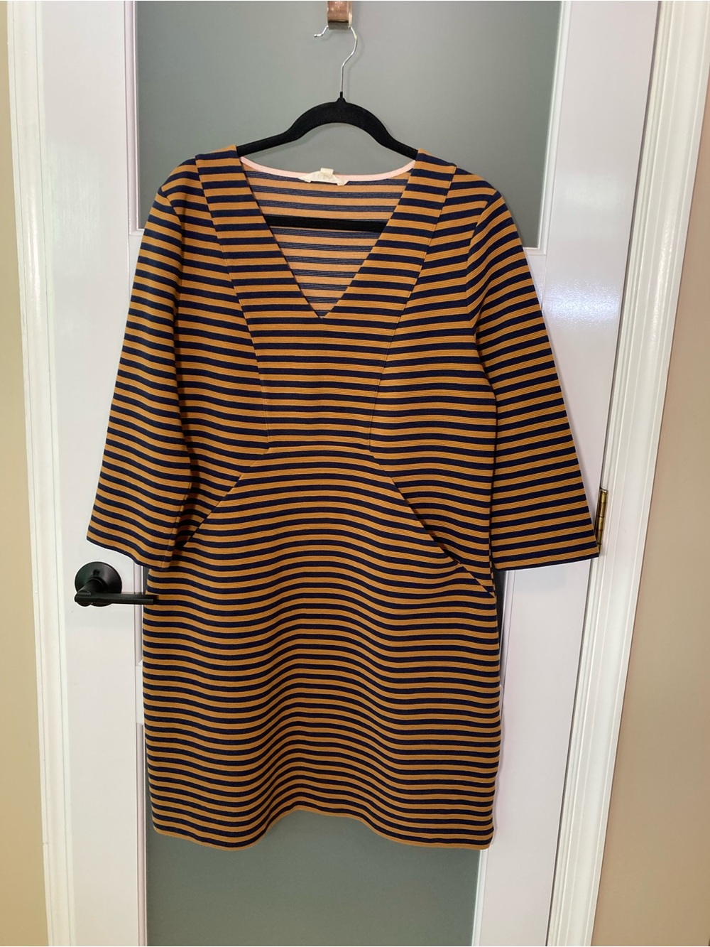 Boden Bronte Ottoman dress - Brown and Blue stripes - Perfect for fall!  - 14R